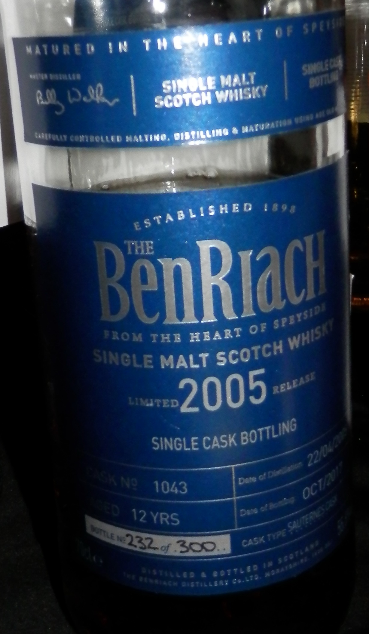 картинка BenRiach 2005/2017 Sauternes Сask на сайте Белорусского Виски-Клуба