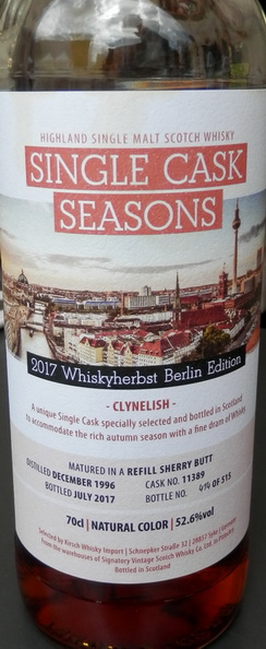 картинка Clynelish 1996/2017 refill sherry butt 11389, for Whiskyherbst 2017 на сайте Белорусского Виски-Клуба