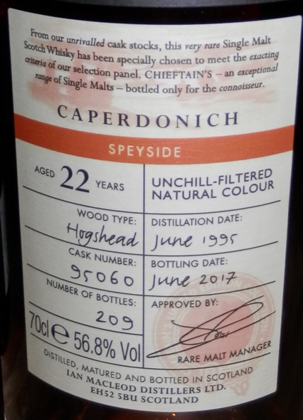 картинка Caperdonich 1995/2017 на сайте Белорусского Виски-Клуба